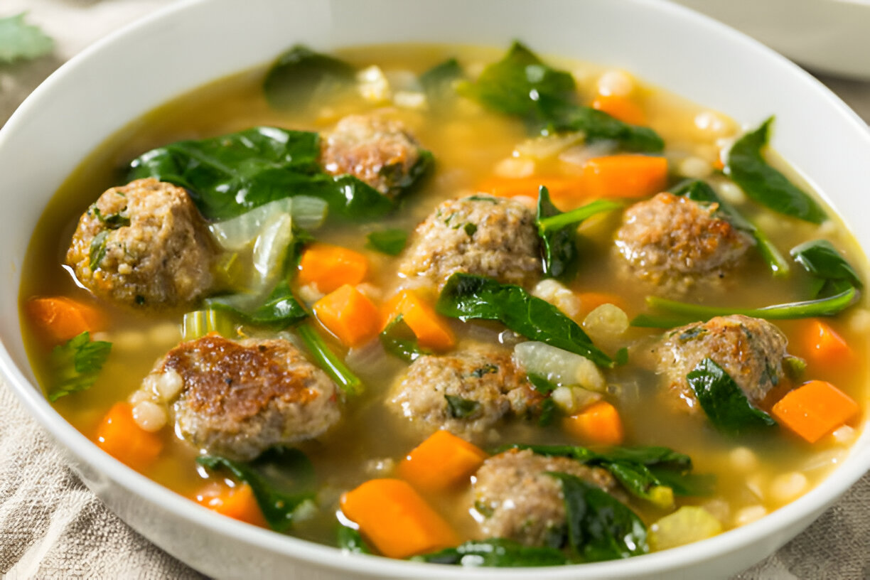 Pasta Spinach Meatball Soup