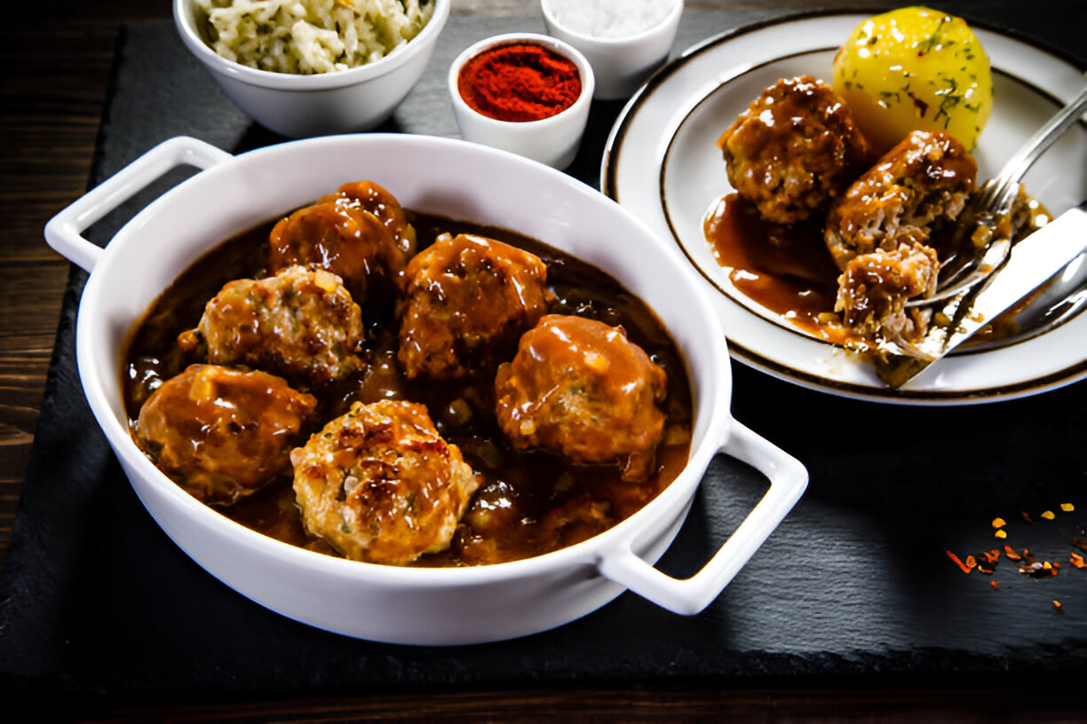 slow cooker french onion meatballs