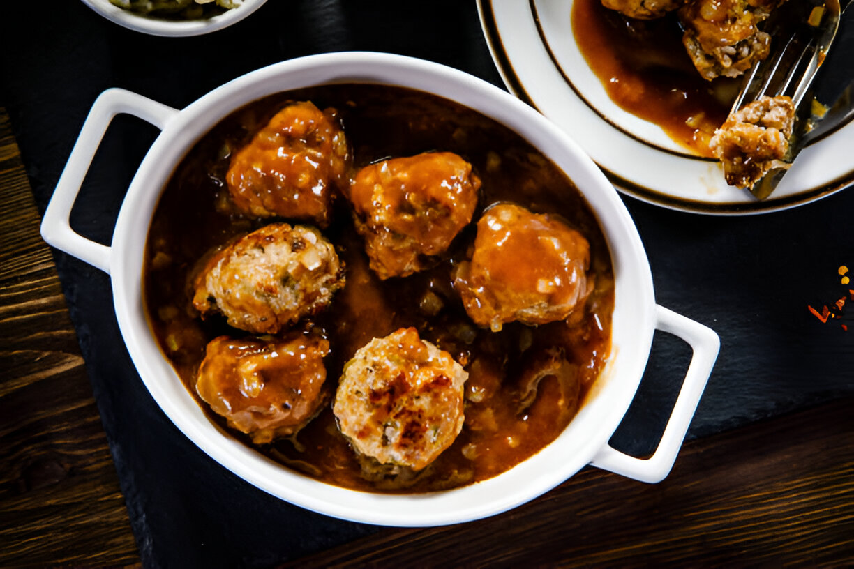 slow cooker french onion meatballs