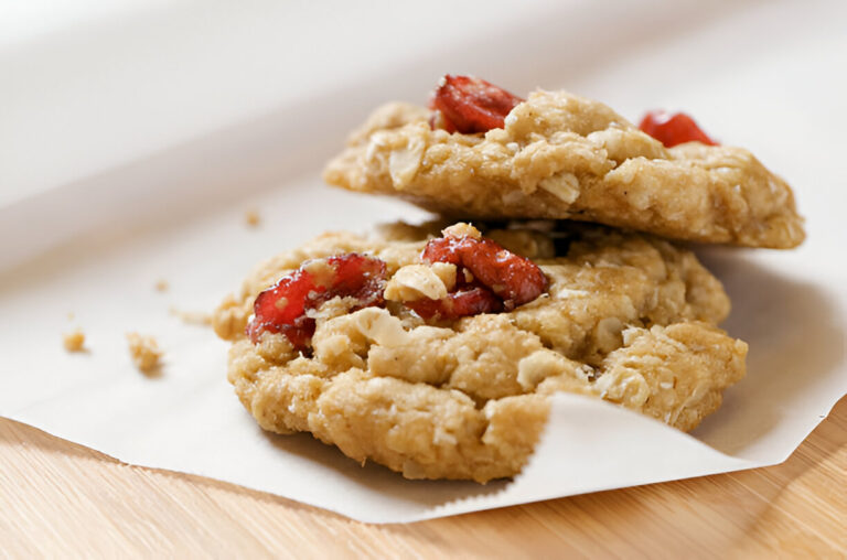 Oatmeal cookies with cranberries on a light background