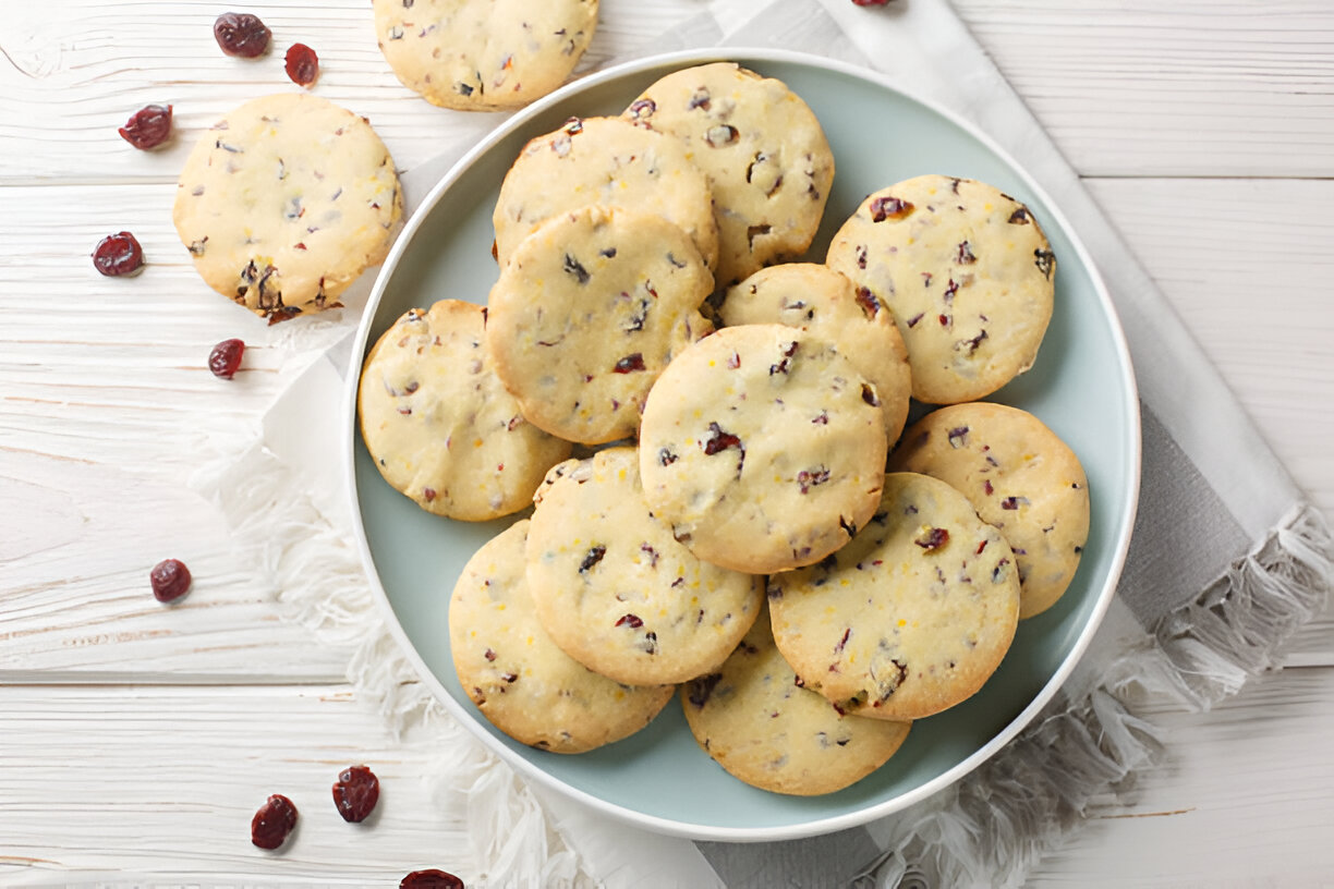 cranberry orange shortbread cookies