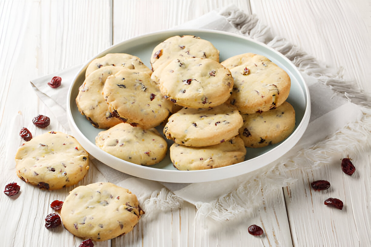 cranberry orange shortbread cookies