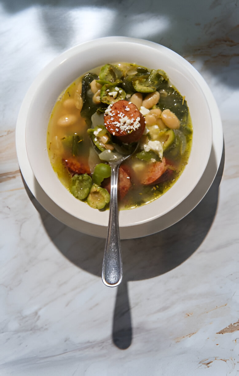 Pesto Rice & Bean Soup