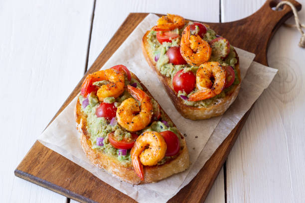 Shrimp and Avocado Garlic Bread