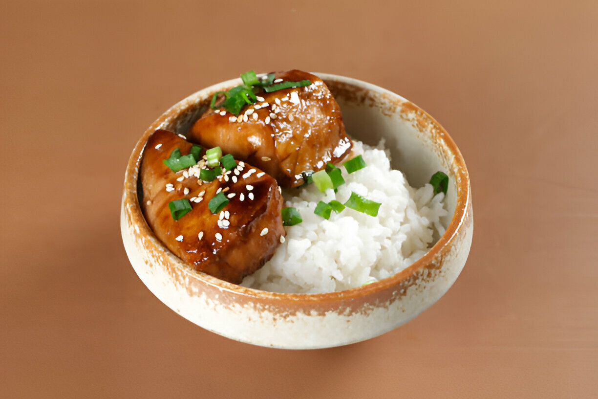 Air Fried Teriyaki Salmon Bites Rice Bowl