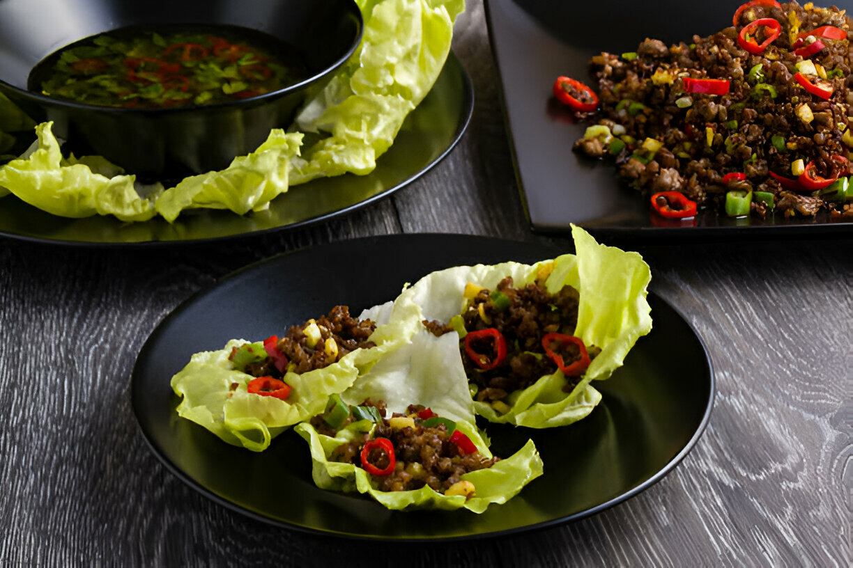 Asian-Style Ground Beef Lettuce Wraps