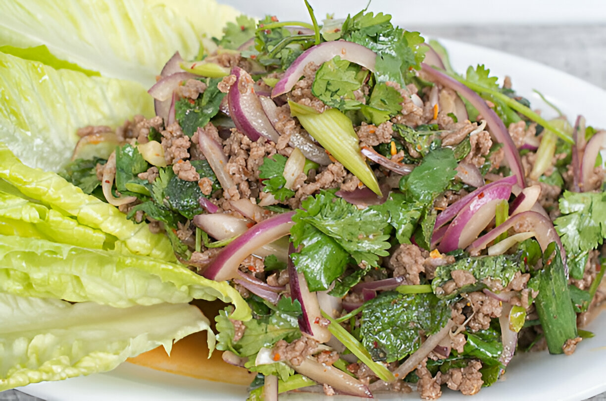 Asian-Style Ground Beef Lettuce Wraps