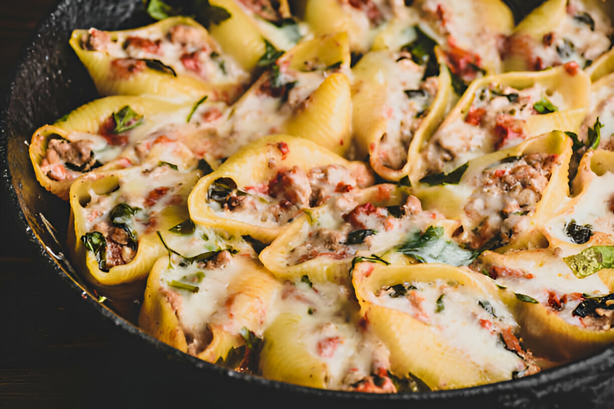 Beef-Stuffed Shells with Creamy Ricotta Filling