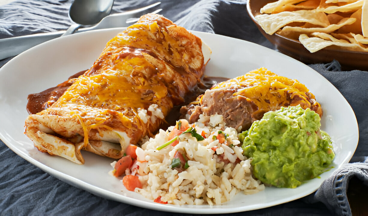 Cheesy Beefy Burrito Delight with Salsa and Sour Cream