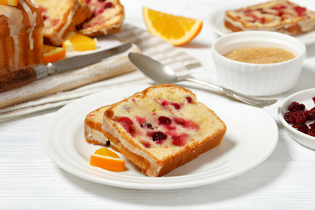 Cranberry Orange Loaf with Sweet Glaze