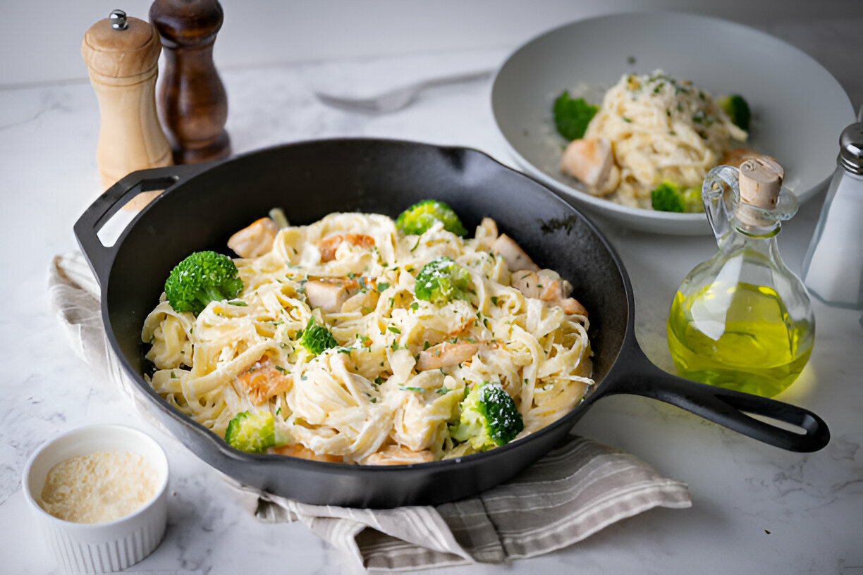 Creamy Garlic Parmesan Tortellini with Chicken & Broccoli