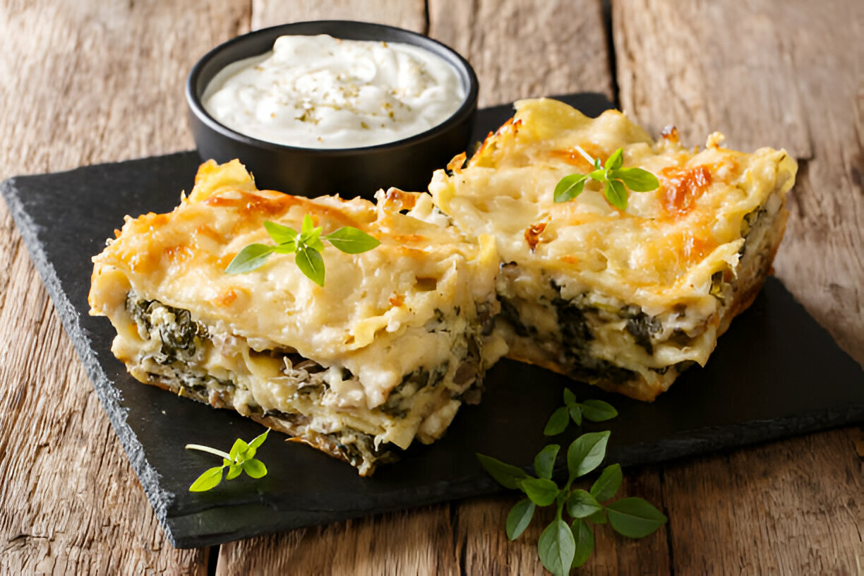 Creamy Spinach & Mushroom Lasagna