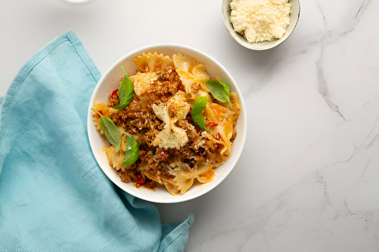 Creamy Velveeta Beef & Bowtie Pasta