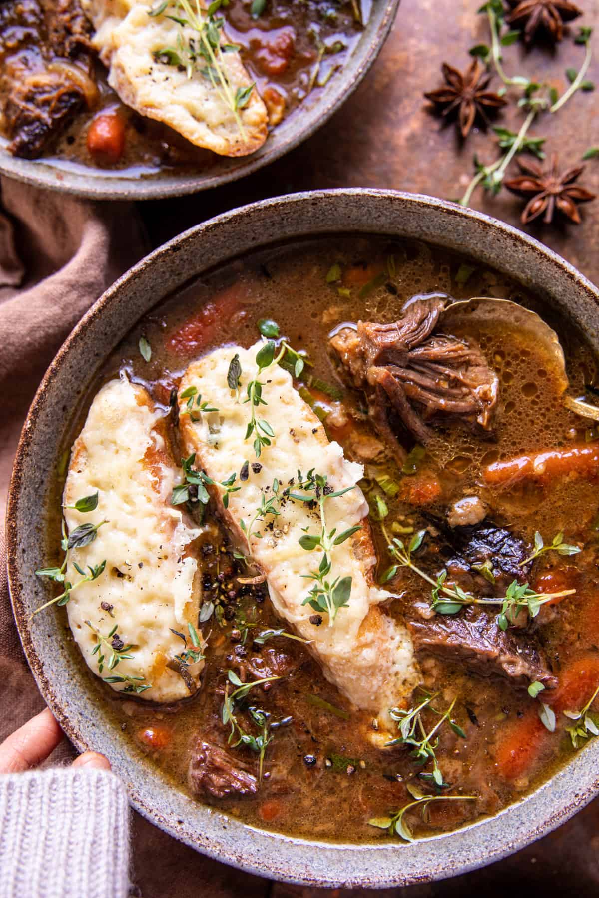 French Onion Short Rib Soup with Gruyère Toast