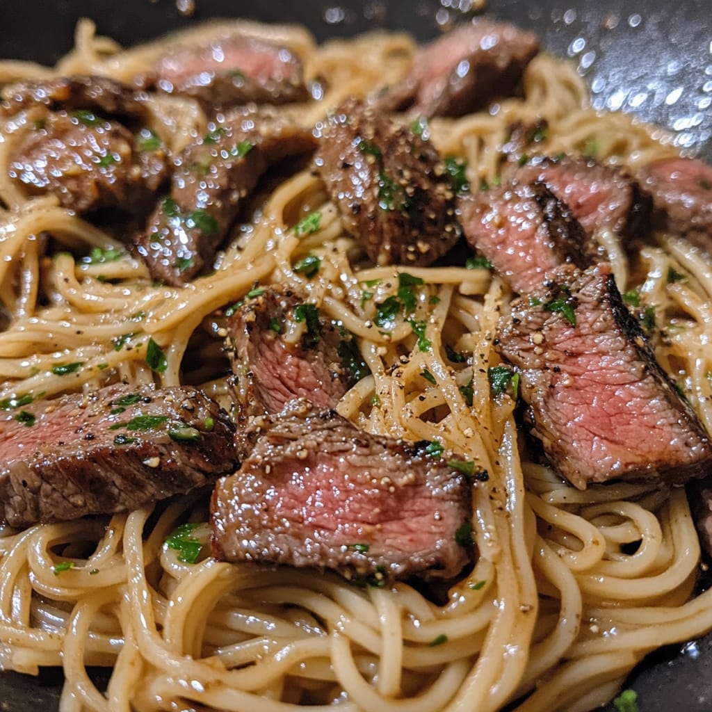 Garlic Butter Steak Lightning Noodles