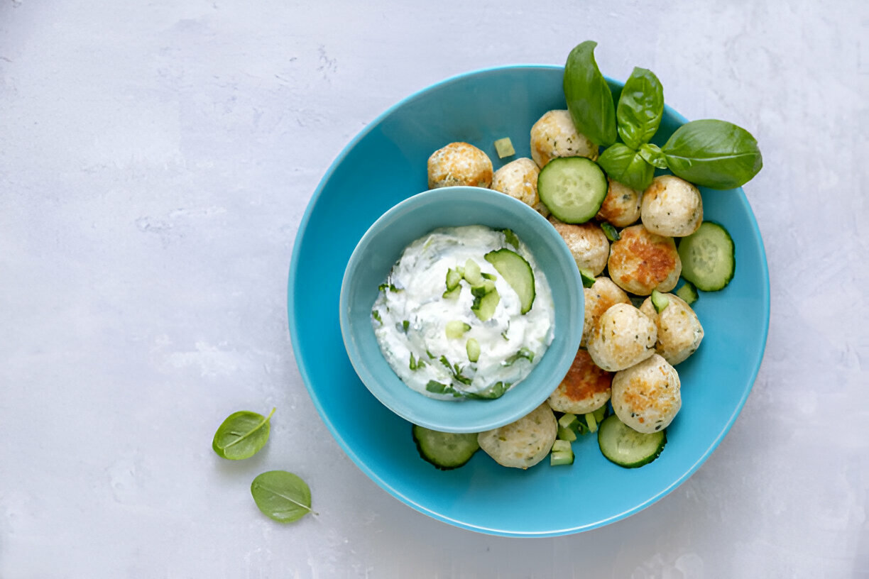 Greek Turkey Meatballs with Tzatziki