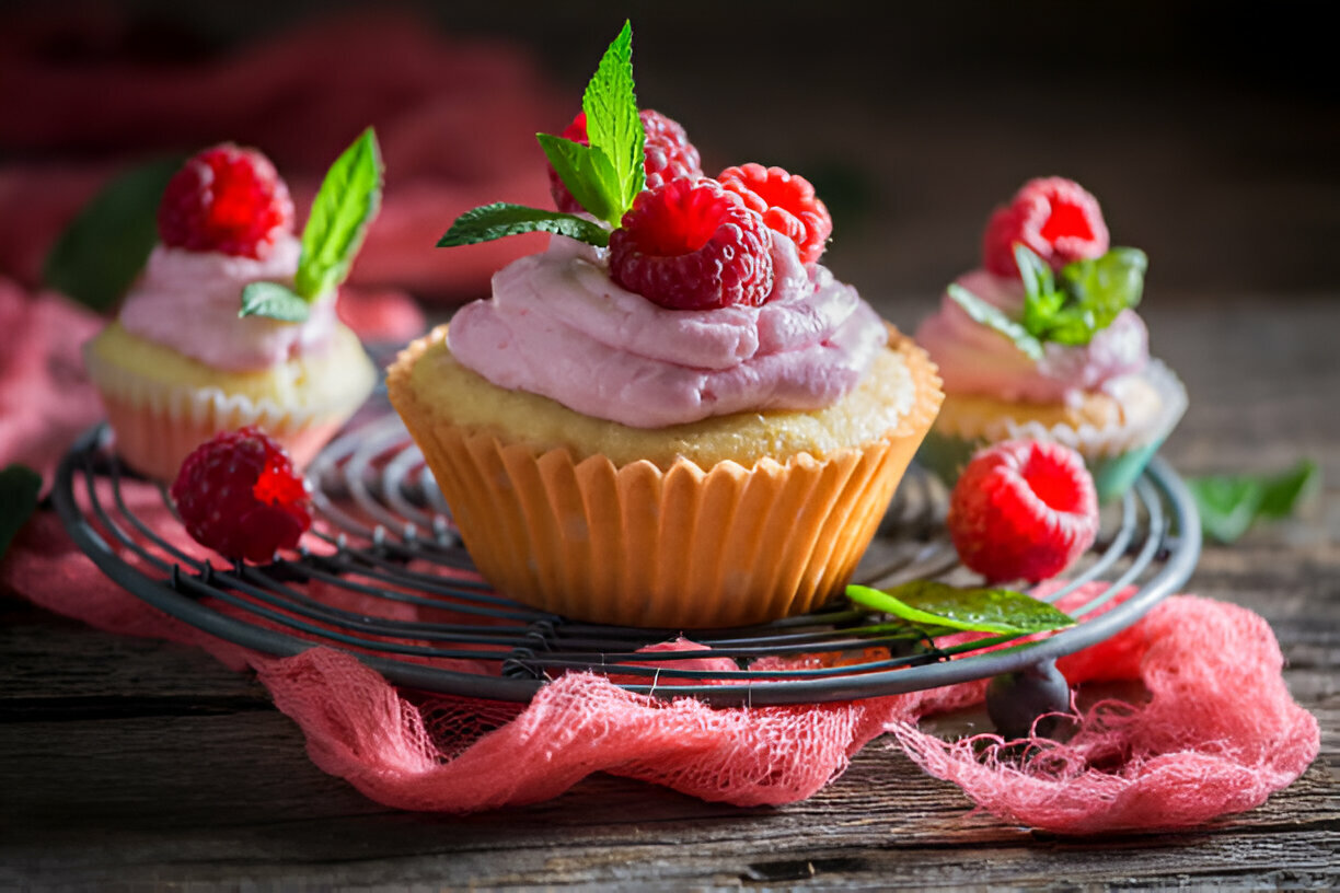 Lemon Cupcakes with Raspberry Buttercream Frosting