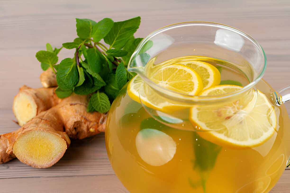 Lemon Ginger Iced Green Tea with Honey