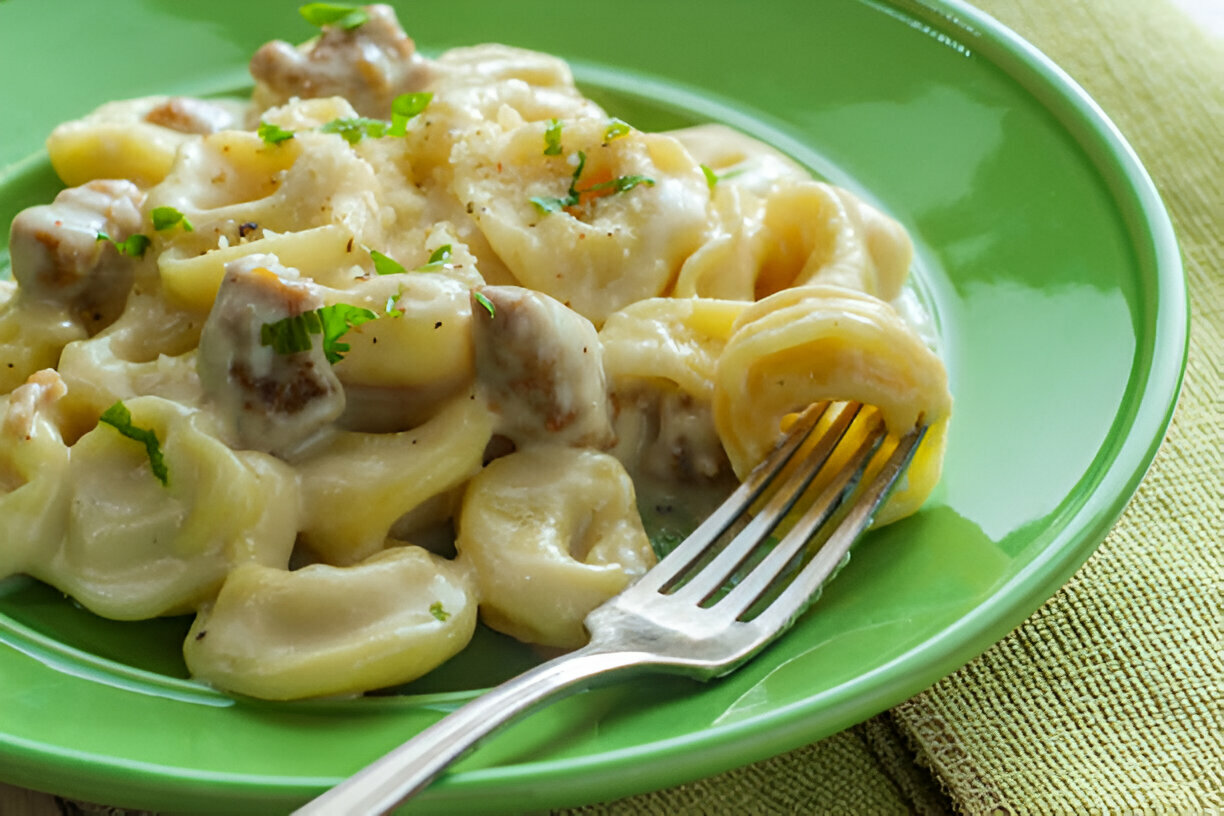 One-Pot Cheesesteak Tortellini with Provolone Sauce