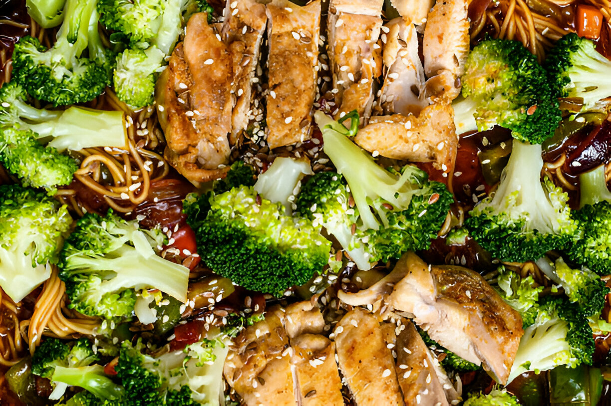 Sheet Pan Teriyaki Ginger Sesame Chicken & Broccoli