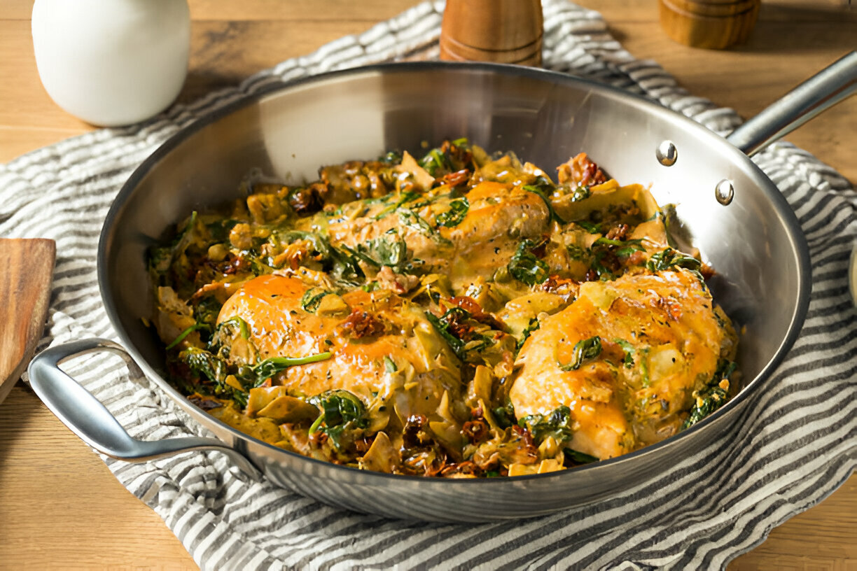 Spinach Artichoke Chicken Skillet (Paleo, Whole30, & Keto)