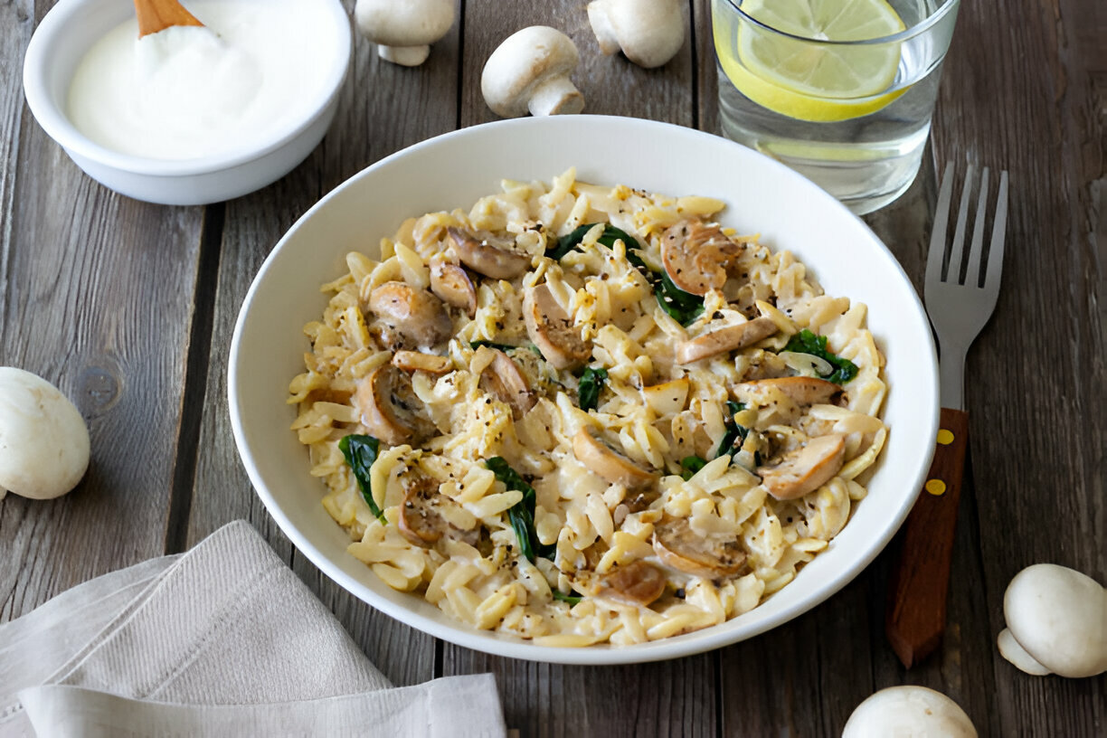 Spinach Mushroom Orzo