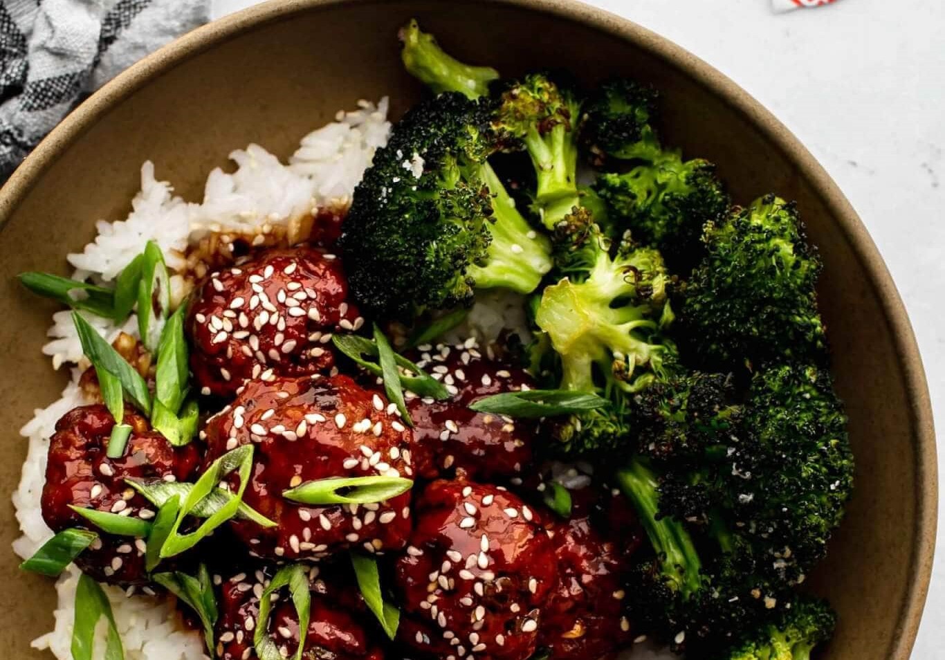 Sticky Mongolian Meatballs and Broccoli