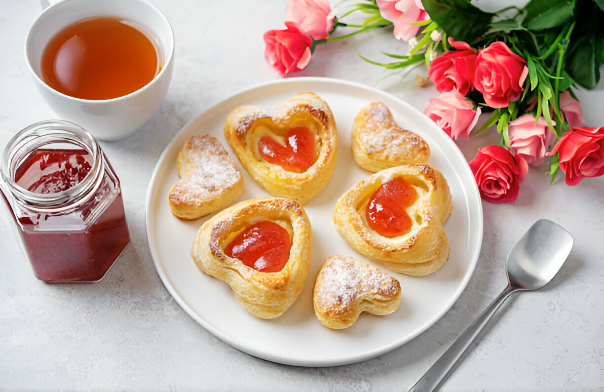 Strawberry Puff Pastry Hearts