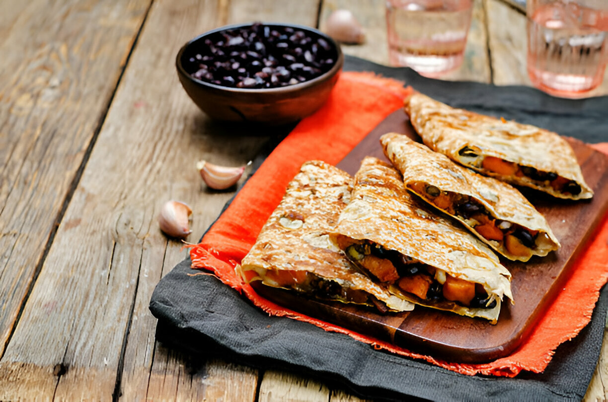 Vegetarian Quesadillas with Black Beans and Sweet Potato